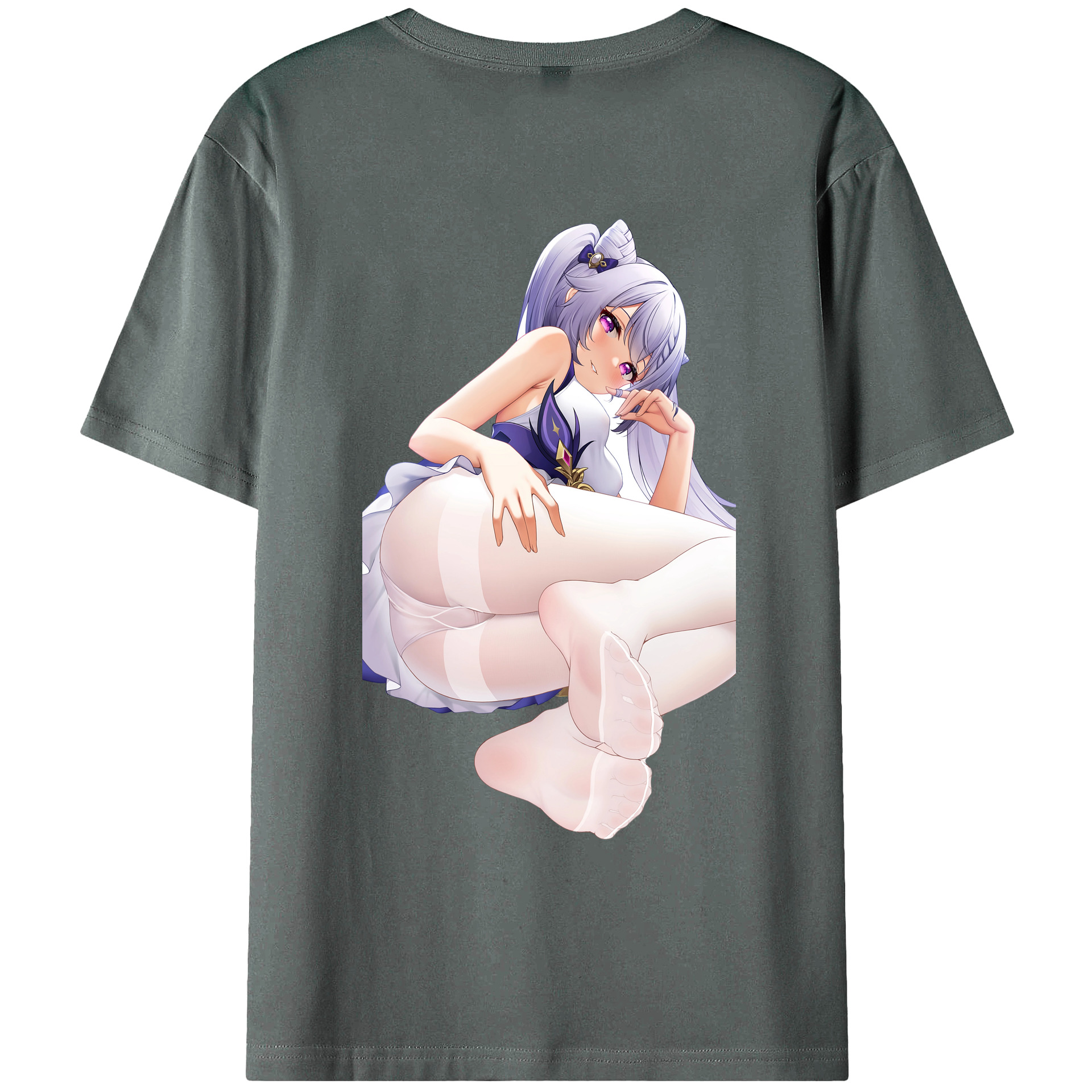 げんし神 刻晴 こくせい genshin Kokusei 綿100％ メンズ半袖Tシャツ（バックプリント） 通気性